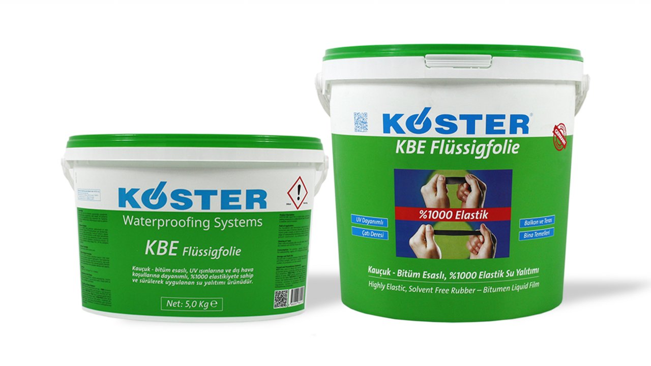 KÖSTER KBE Flüssigfolie ( 20 kg ) Kauçuk-Bitüm esaslı , UV dayanımlı ,% 1000 Elastik su Yalıtımı